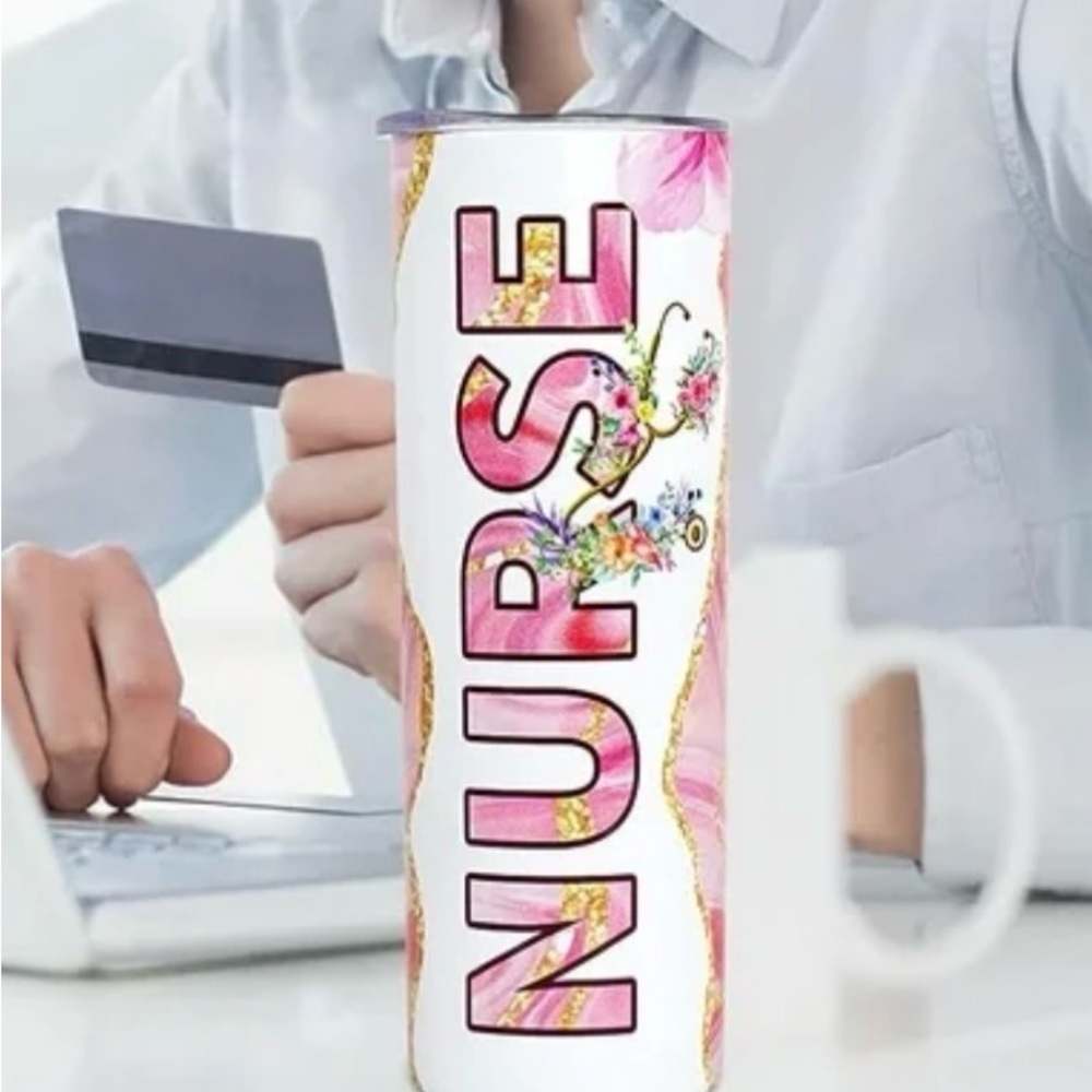 Pink and Gold Nurse Tumbler - Picture 2 of 4